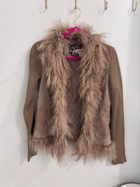 Ytk Penny Lane Fur Trim Coat